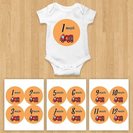 Monthly Baby Stickers Boy Shower Registry Gift Fire Engine Newborn Monthly Baby Stickers Boy Shower Registry Gift Fire Engine Newborn