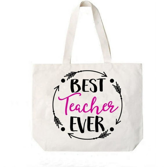 Best Teacher Ever Canvas Tote Book Bag Appreciation Gift -COCOVICI