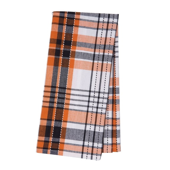 Zelda Orange and Black Plaid Halloween Kitchen Towel