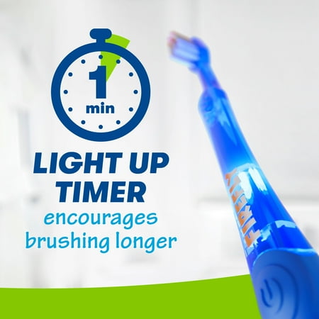 Firefly Light Up Timer Kids Toothbrush, Premium Soft Bristles, Blue and Green, 2 Count
