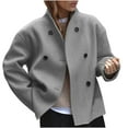 thumbnail image 2 of Drses Womens Winter Pea Coats Cropped Double Breasted Long Sleeve Oversized Casual Jackets, 2 of 8