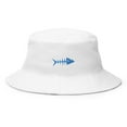 thumbnail image 3 of Clishirt Adult Unisex Embroidered Aqua Blue Fish Cotton White Bucket Hat, 3 of 4