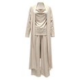 thumbnail image 3 of JIAYUE Women 3 Piece Outfit 3/4 Sleeve Long Cardigan Cowl Neck Top Elastic Waist Wide Leg Pants Set for Fall Outdoor Wear, 3 of 3
