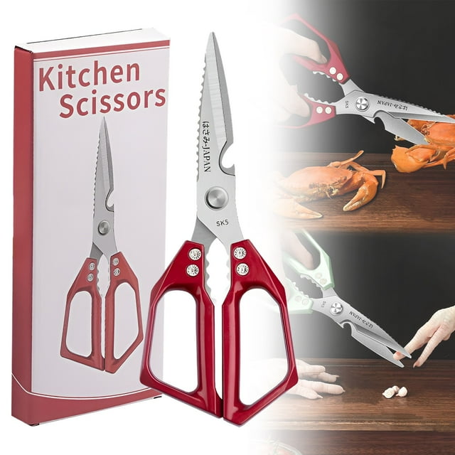 WHEANG Multifunctional Stainless Kitchen Shears Scissors All Purpose Shear Silver Meat Dishwasher Poultry Japanese Cooking Scissor For Chicken