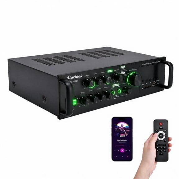 VIPQV Stereo Audio Amplifier, 2500W Home 5 Channel Wireless Bluetooth 5.4 Power Amplifer System, Home Amplifers FM Radio, USB, SD Card, Home Theater Audio Stereo System , Black