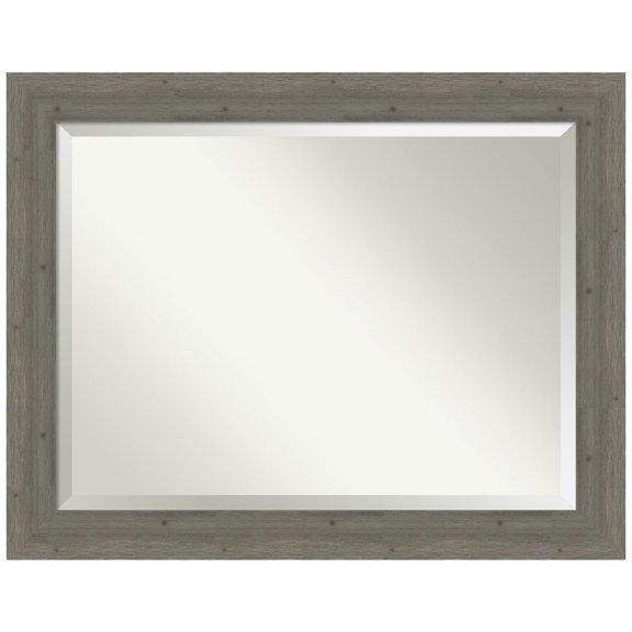 Fencepost Grey Beveled Wood Bathroom Wall Mirror