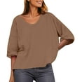 thumbnail image 2 of Otvok Womens Plus T-Shirt Summer Casual Loose Short Sleeve Solid Color Loose Pocket Tops, 2 of 6