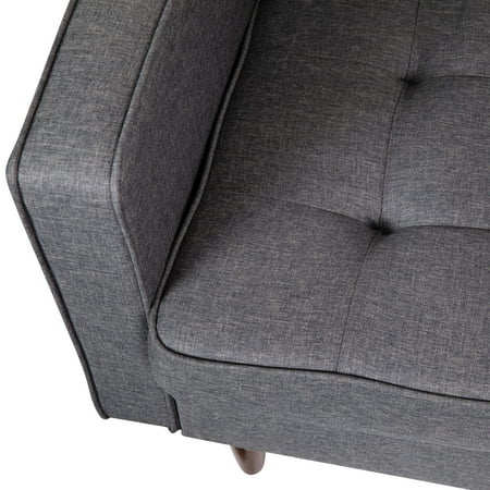 Alamont Home - Compact Upholstered Tufted Chair with Wooden Legs - Dark Gray