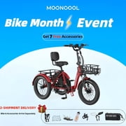 MOONCOOL TK Pro Foldable Electric Tricycle W/ Rearview mirror accessory Kit, 1500W Motor 48V 20Ah Battery, 20 Fat Tire Three Wheel 6-Speed Electric Mountain Bicycle for Adults