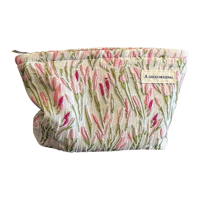 Fresh Floral Cosmetic Bag Travel Portable Storage Large Capacity Canvas Cosmetic Bag