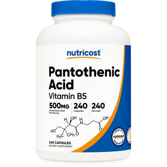 Nutricost Pantothenic Acid (Vitamin B5) Supplement 500mg, 240 Capsules