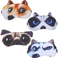 thumbnail image 1 of Juego de 4 antifaces para dormir, antifaces suaves y esponjosos con forma de animales, antifaces para descansar los ojos, antifaces divertidos para dormir, unisex (4 piezas con diseño de perro adorabl, 1 of 5