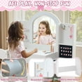 thumbnail image 7 of Kids Vanity Set with Lights, 2 in 1 Princess Makeup Vanity Desk with Jewelry Storage, Open Bookshelf, Storage Cabinet & Shelves for Little Girls (White), 7 of 7