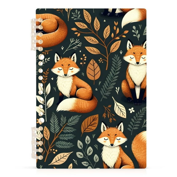 Fox and Leaf Spiral Journal Notebook College Ruled Notebook 8.3" x 5.7" A5 Lined Thick Paper Page