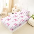 thumbnail image 4 of Erosebridal Pink Stripes Bow Tie Twin Sheet Sets 3pcs For Kids Girls,Kawaii Love Heart Print Bedding, 4 of 5