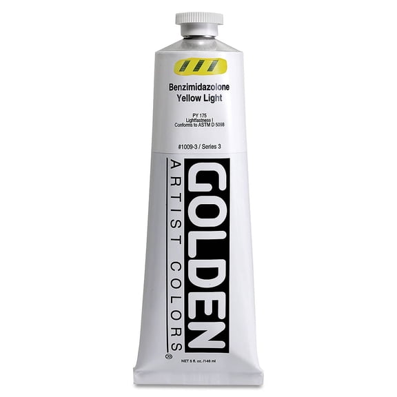 Golden Heavy Body Artist Acrylics - Benzimidazolone Yellow Light, 5 oz
