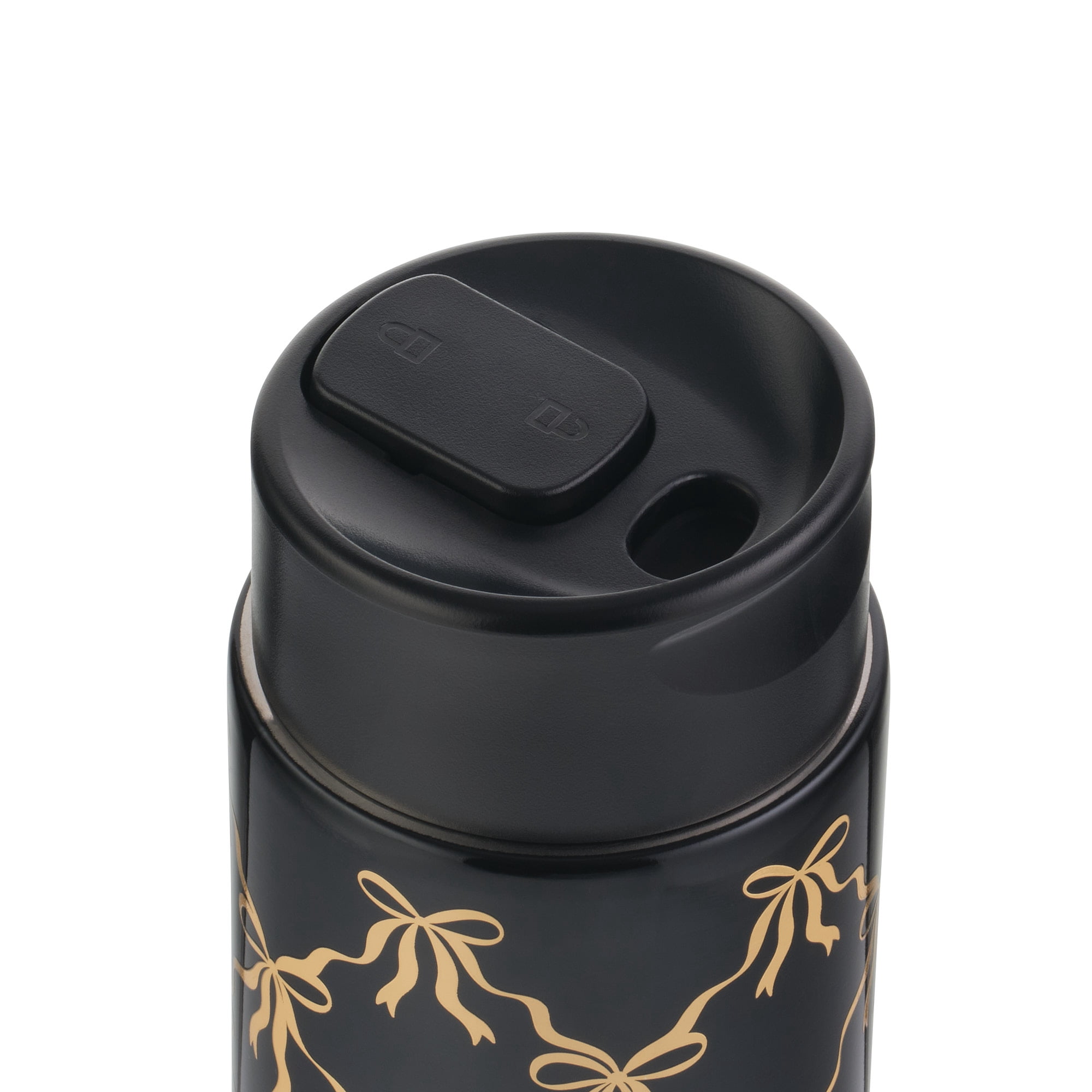 Thyme & Table 22 fl oz Stainless Steel Coffee Tumbler with Frother, Black Bow