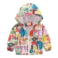 thumbnail image 2 of XQYLOS Toddler Boys Girls Cartoon Print Hooded Zip Jacket Lightweight Windbreaker Trench Coat Kids Outerwear Spring Autumn Casual Windproof Raincoat, 2 of 9