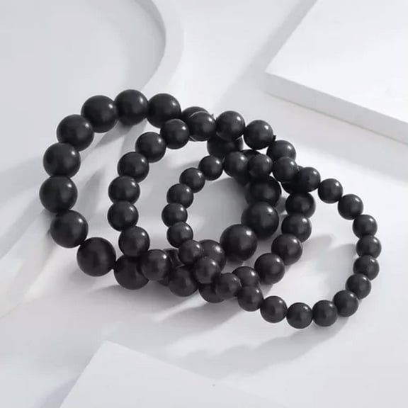 K-KED 6/8/10/12mm Shungite Bracelet, Shungite Gemstone Beads,Radiation EMF Protection-8 mm