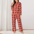 thumbnail image 2 of Honeii Cartoon Meat print Women's Pajama Sets Long Sleeve Button Down Sleepwear Nightwear Soft Pjs Lounge Sets-X-Large, 2 of 7