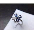 thumbnail image 2 of Sparkle Jewels Pear Cut Blue Sapphire Flower Wedding Cocktail Ring 14K White Gold Plated, 2 of 3
