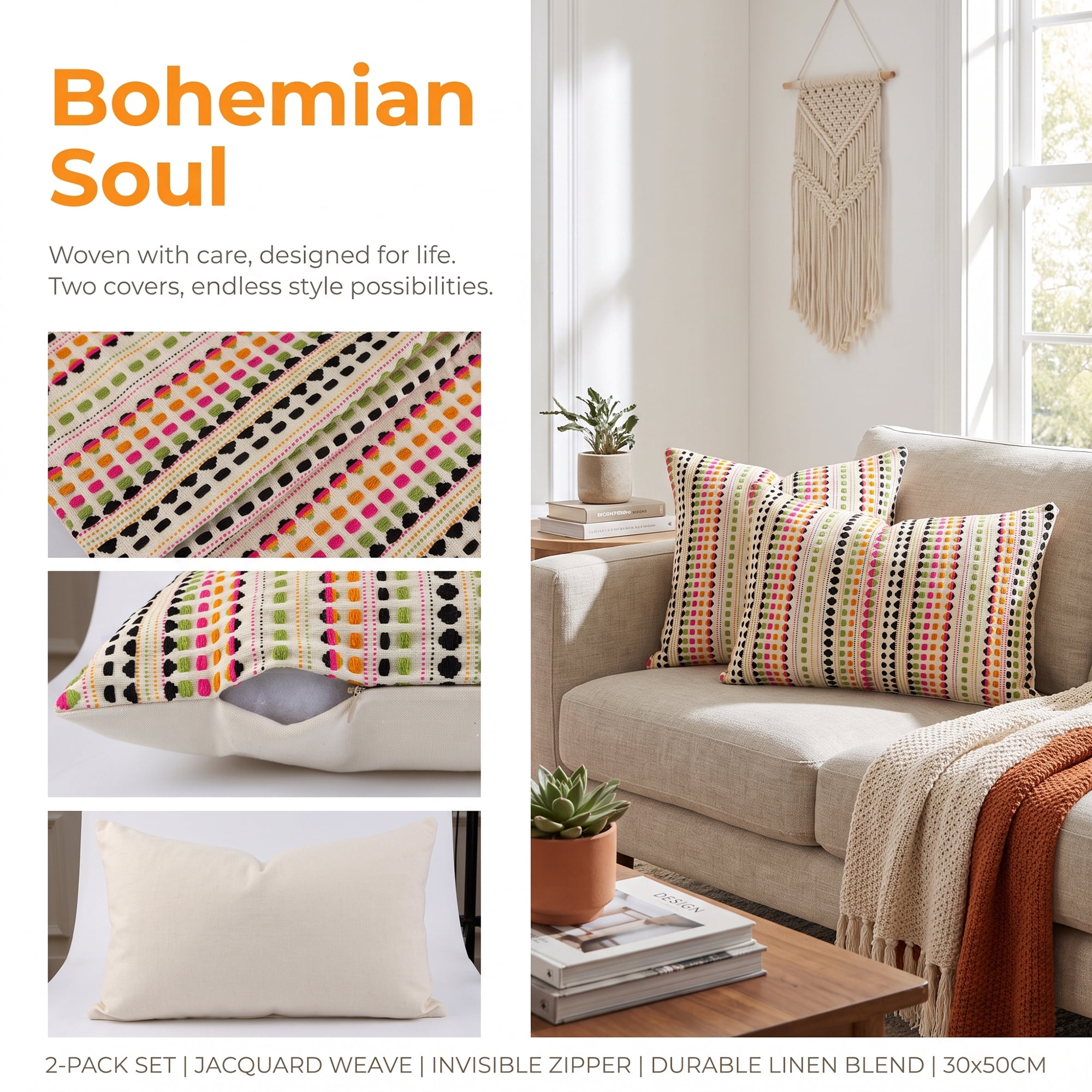 Unique Bargains Chenille Geometric Throw Pillow Covers 2 Pc Striped Cases Black 20"x12"