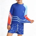 thumbnail image 2 of Rojo Blanco Azul Traje de Baño de una Pieza Conjunto Completo de 3 Piezas para Mujeres con Guardia de Manga Larga, Pantalones de Baño Y Gorra para Niños de Manga Larga, 2 of 9