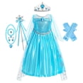 thumbnail image 3 of Vestido de Elsa para niñas, cumpleaños, Halloween, carnaval, fiesta de Pascua, disfraz de Anna para niñas, 3 of 4
