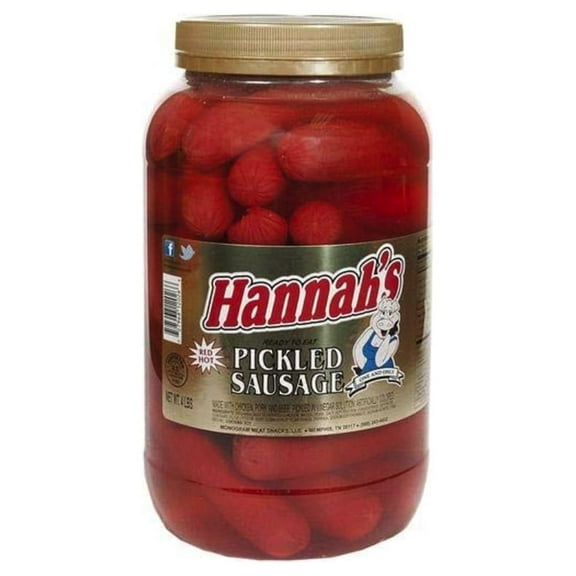 Hannah's Red Hot Pickled Sausage 39 ct Gallon Jar