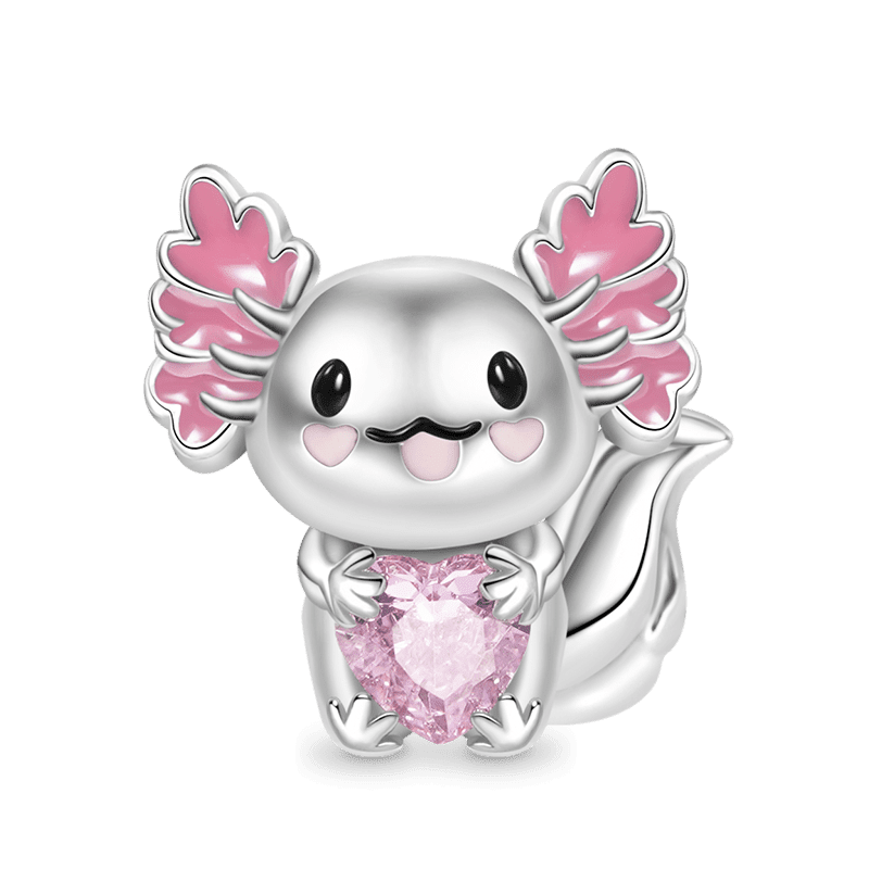 GNOCE Shark Hugs Heart Gemstone Charm 925 Sterling Silver Charms