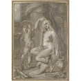 thumbnail image 3 of Bartholomaeus Spranger 14x18 Black Modern Framed Museum Art Print Titled - Venus and Amor (ca. 1585), 3 of 5