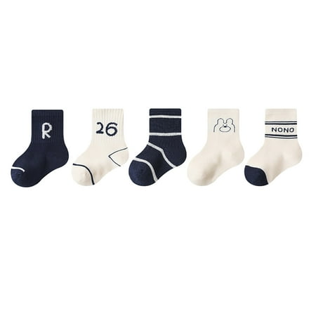 

ASFGIMUJ 6 Pairs Baby Socks Warm Girls Boys Spring Autumn Fashion New Pattern Comfortable Simple Alphanumeric Print Warm And Comfortable