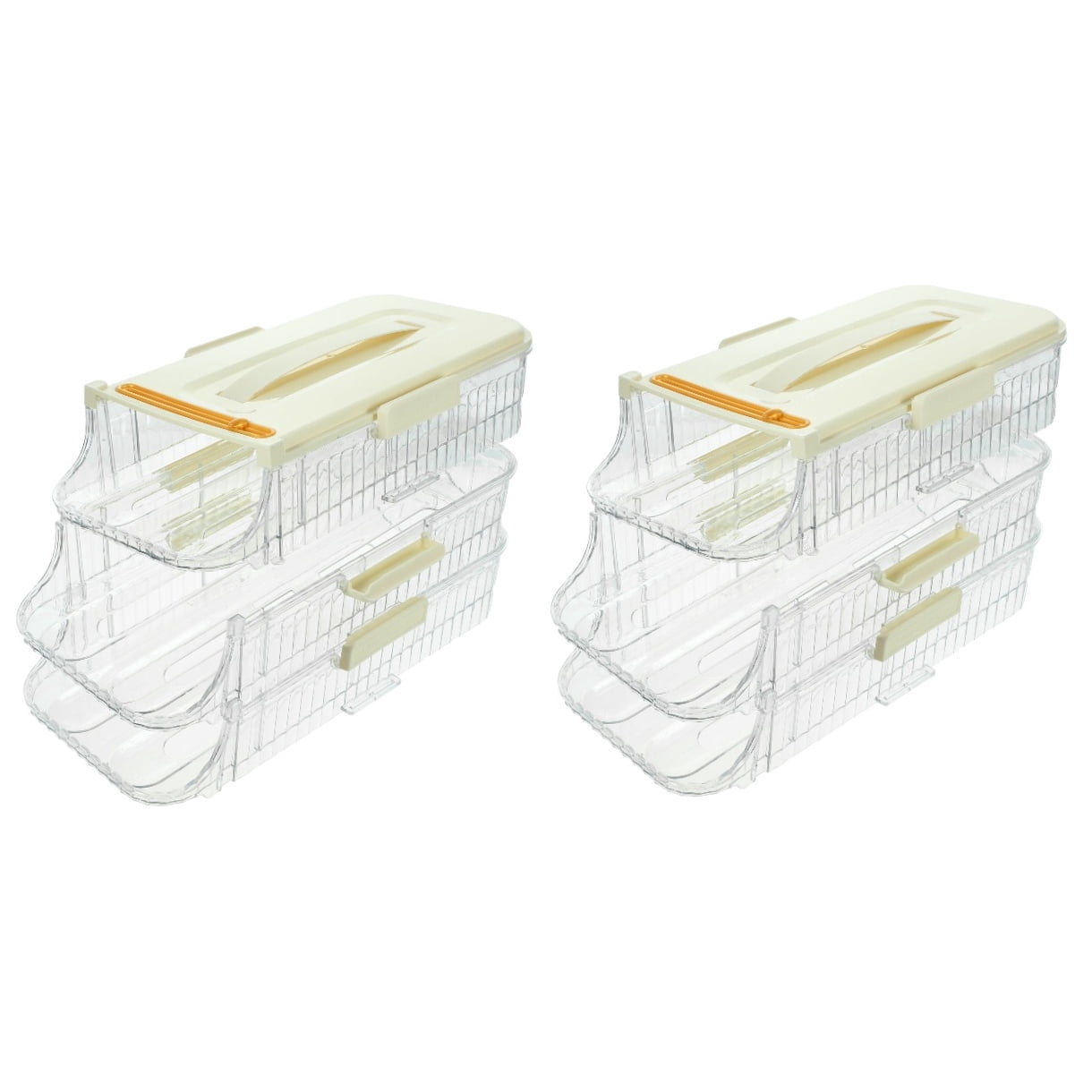 Raindrops 2pcs Egg Holder Automatic Scrolling Egg Box Holder Slide Egg Tray Carrier Refrigerator Egg Holder(3 Layers)