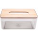 thumbnail image 1 of Soporte minimalista para funda de caja de pañuelos, dispensador de pañuelos de bambú rectangular transparente moderno para baño, dormitorio, 1 of 5