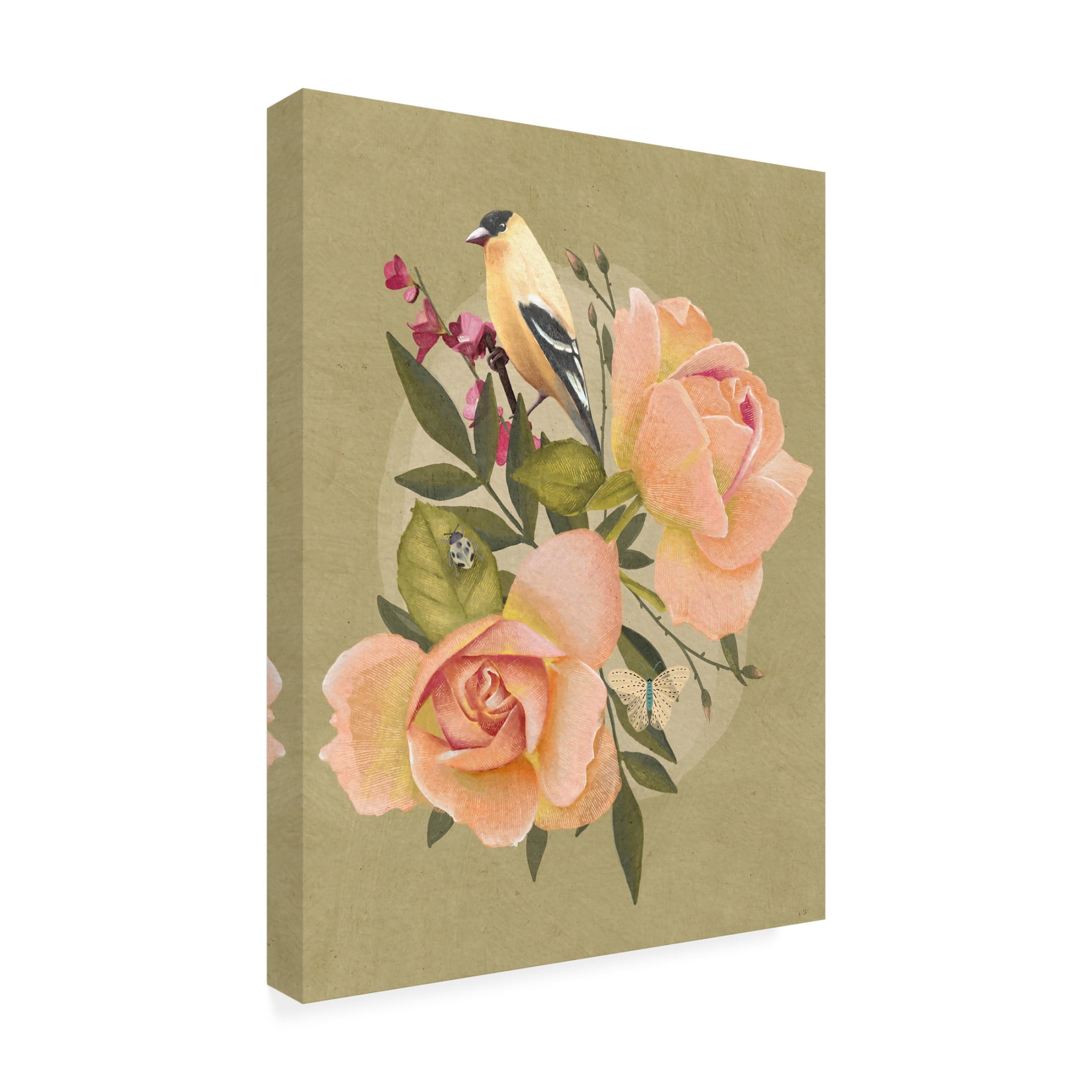 Trademark Fine Art Katie O'Shea Goldfinch and Flowers I Canvas Wall Art