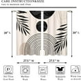 thumbnail image 2 of Grey Beige Abstract Mid Century Small Kitchen Curtains Leaf Window Treatment Boho Modern Cafe Short Curtains for Bathroom Dining Room Minimalist Geometric Tier Treatment Drapes 27.5x39 inch, 2 of 6