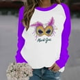 thumbnail image 4 of Xuyuer Mardi Gras Shirts for Women Shirt Funny Mask Graphic Tee Carnival Long Sleeve Shirt V Neck Top, 4 of 6