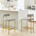 thumbnail image 4 of JURANYAZHU Bar Stools Set of 2 Chairs 26" High,with Back and Footrest,Metal Frame Linen Fabric for Kitchen Island Counter, Bistro, Coffee Shop,Gray, 4 of 6