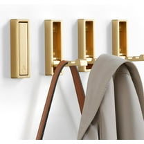 Folding Coat Hooks, 4Pcs Foldable Heavy Duty Wall Hooks Zinc Alloy No Rust Fold Up Hooks for Coat, Towel, Key, Hat, Bag, Jacket, Backpack. (Gold)