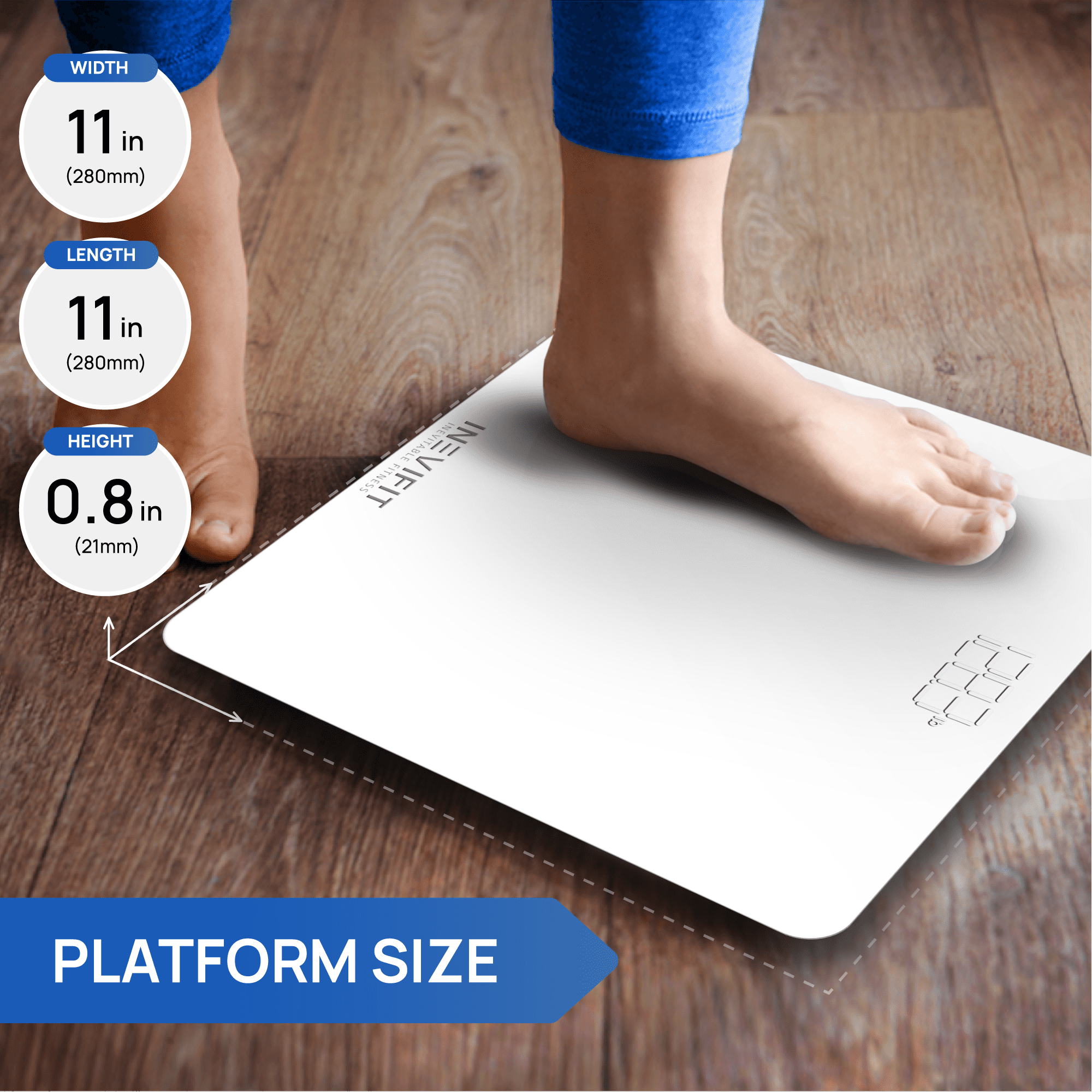 INEVIFIT Bathroom Scale, Highly Accurate Digital Bathroom Body Scale. With 5-Year Warranty - White