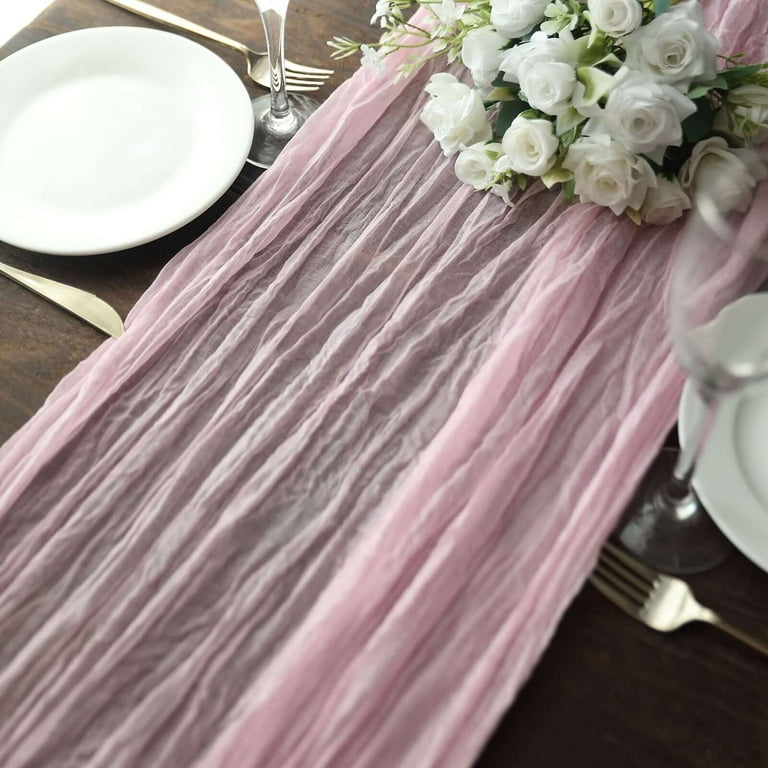 Hot Pink Cheesecloth Table Runner – 10ft Boho Gauze Runner For Wedding, Party, Or Dining Table