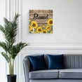 thumbnail image 2 of Canvas Print Wall Art Farmhouse Sunflower Blessed Country Vintage Brown Wood Grain Framed Canvas Art Wall Decor Pictures Painting Morden Artwork for Living Room Bedroom, Ready to Hang, 16"x16", 2 of 4