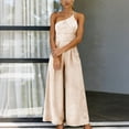 thumbnail image 6 of HongQid Jumpsuits For Women Dressy Sleeveless One Shoulder Wide Leg Rompers With Pockets Summer Outfits, 6 of 9