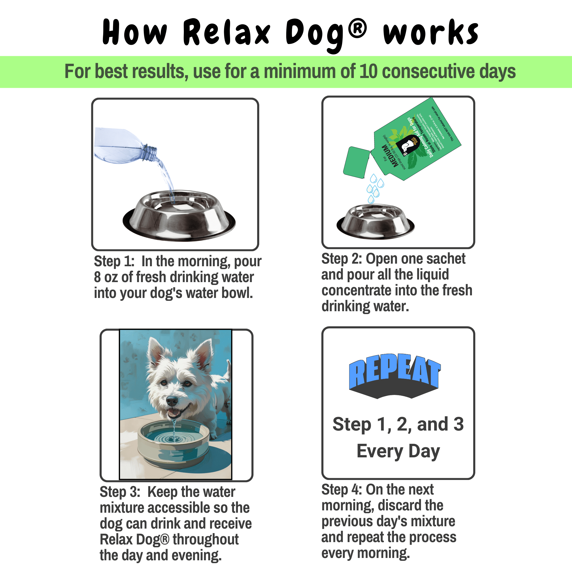 Relax Dog Daily Calming Aid for Medium Size Dogs - 30 day supply