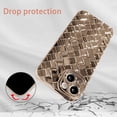 thumbnail image 3 of Compatible with iPhone 14 Case-6.1 Inch, Fashion 3D Woven Pattern Plating Phone Case, Grid Printed case for Women Girls Soft Silicone Shockproof Camera Protective Back Cover-Gold, 3 of 15
