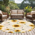 thumbnail image 4 of Round Rugs 7Ft, Vintage Sunflowers Round Area Rug Washable Indoor Throw Carpet, Elegant Pastoral Watercolor Botanical Large Non Slip Circle Rug for Dining Room Playroom Home Decor Aesthetic, 4 of 8