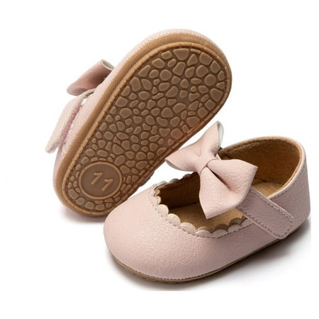 Meckior Baby Girls Dress Shoes Infant Mary Jane Bowknot Flats None-Slip Sole Princess Shoes for Newborn 3-18 Months