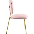 thumbnail image 4 of Velvet Dining Chair Pink Upholstered Accent Chair Gold Legs Modern Kitchen Chair, 4 of 6