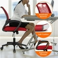 thumbnail image 3 of Alden Design Ergonomic Adjustable Mid Back Mesh Swivel Office Chair with Armrests, Red, 3 of 10