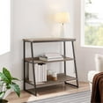 thumbnail image 2 of Leick Home 70007-ROBLK Stepped Tier Bookshelf in Roughsawn Oak/Gunmetal Gray, 2 of 8